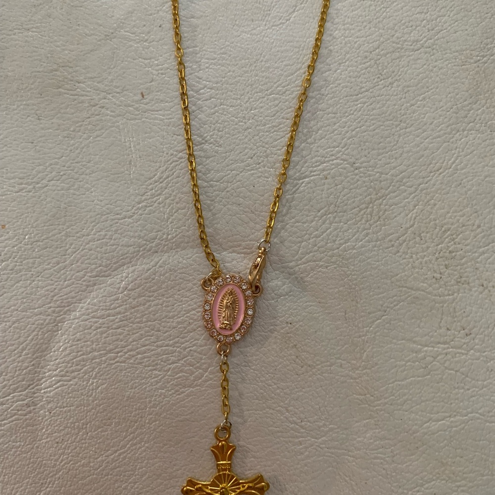 Elegant Gold and Pink our lady of guadalupe car rosary